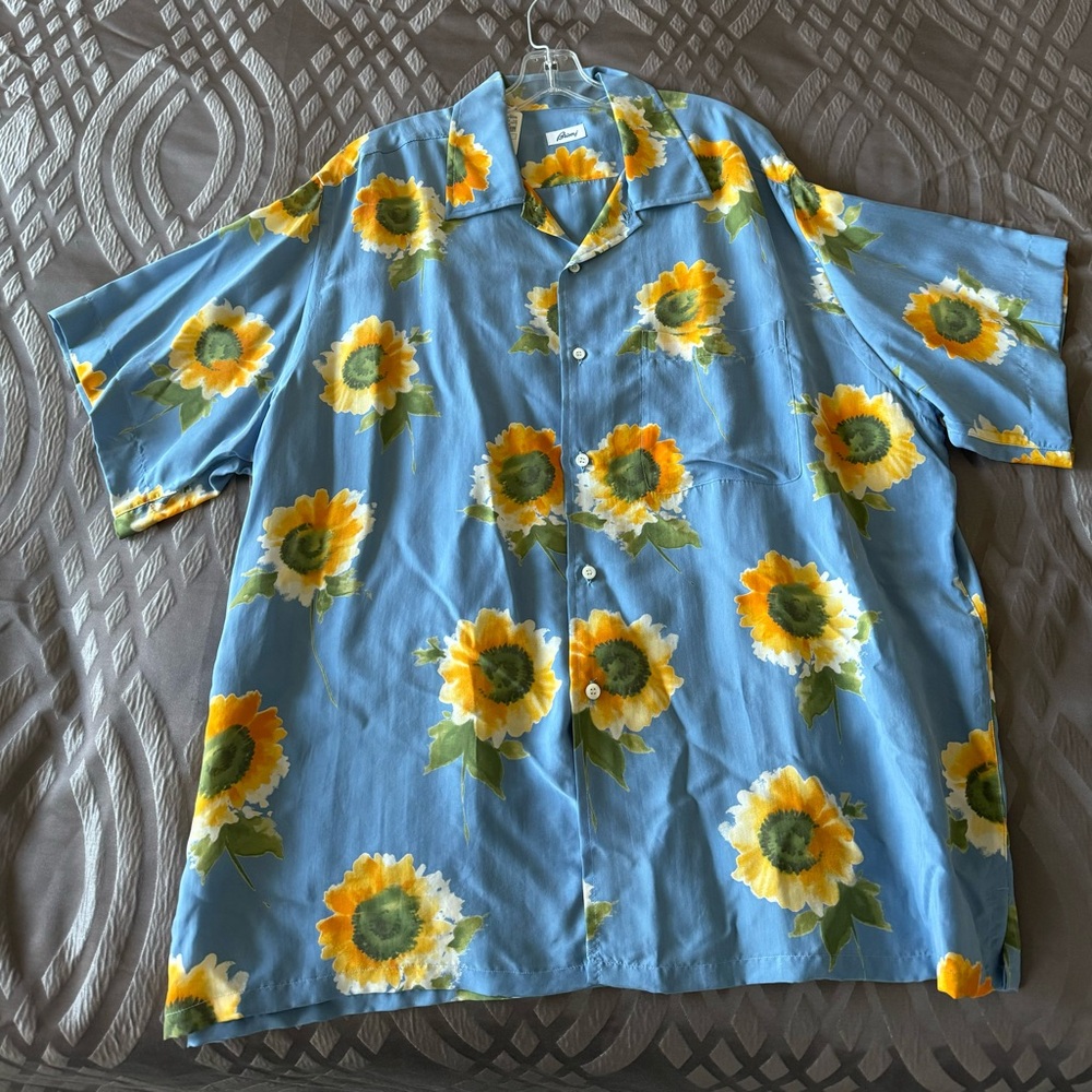 Brioni sunflower print Short sleeve button up shirt size 2XL